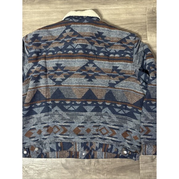 Wrangler Sherpa Lined Jacquard Jacket XL Pageant Blue Western Vintage Style - Picture 9 of 9